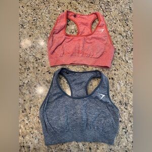 Gymshark Seamless Racerback Sports Bras - Coral & Charcoal bundle set of 2 small